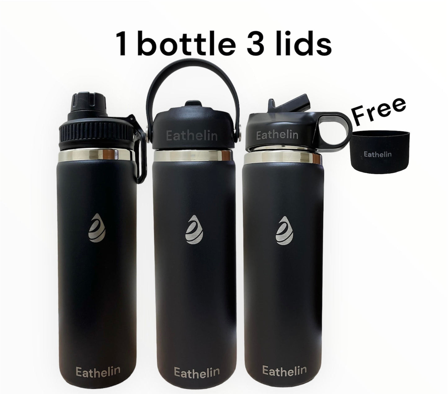 20 oz (600 ml) Stainless Steel Sports Water Bottle - Charcoal